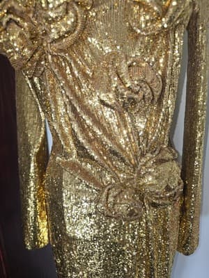 Burberry Cocktail Dress Hand-Gathered Sequin Gold Women's S — photo 6 of 8
