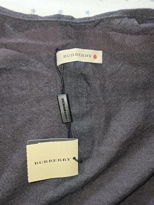Burberry Colette Cape Check Wool Fringed Shawl Wrap Purple Grey Women's One Size — photo 3 of 4