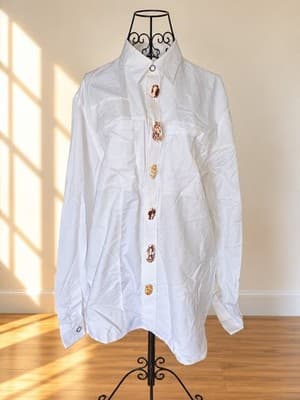 Burberry London Button-Down Shirt Decorative Buttons White Men's M — photo 1 of 13