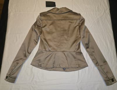 Burberry Peplum Military Jacket Satin Finish Beige Women's S — photo 13 of 19