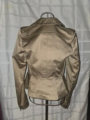 Burberry Peplum Military Jacket Satin Finish Beige Women's S — photo 3 of 19