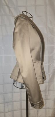 Burberry Peplum Military Jacket Satin Finish Beige Women's S — photo 4 of 19