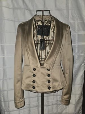 Burberry Peplum Military Jacket Satin Finish Beige Women's S — photo 5 of 19