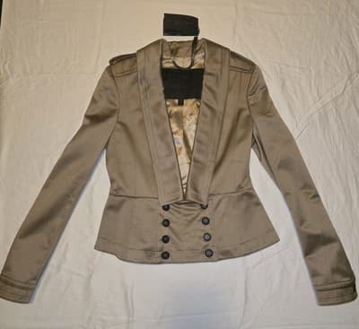 Burberry Peplum Military Jacket Satin Finish Beige Women's S — photo 6 of 19