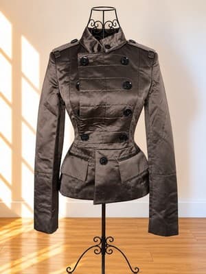 Burberry Prorsum Military Jacket Silk Satin Brown Women's 38 — photo 1 of 8