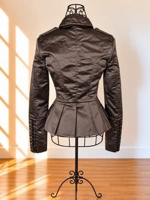 Burberry Prorsum Military Jacket Silk Satin Brown Women's 38 — photo 2 of 8