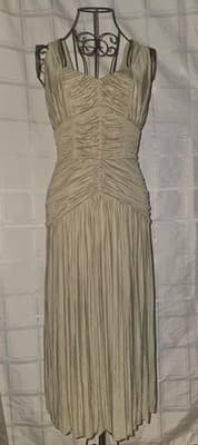 Burberry Prorsum Ruched Pleated Midi Dress Archival Sage Champagne Women's IT40 — photo 1 of 11