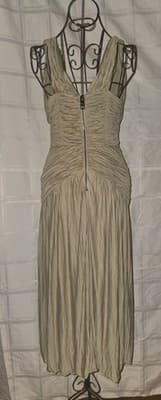 Burberry Prorsum Ruched Pleated Midi Dress Archival Sage Champagne Women's IT40 — photo 4 of 11