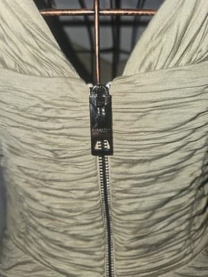 Burberry Prorsum Ruched Pleated Midi Dress Archival Sage Champagne Women's IT40 — photo 6 of 11