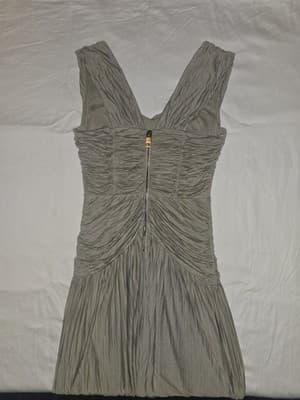 Burberry Prorsum Ruched Pleated Midi Dress Archival Sage Champagne Women's IT40 — photo 10 of 11