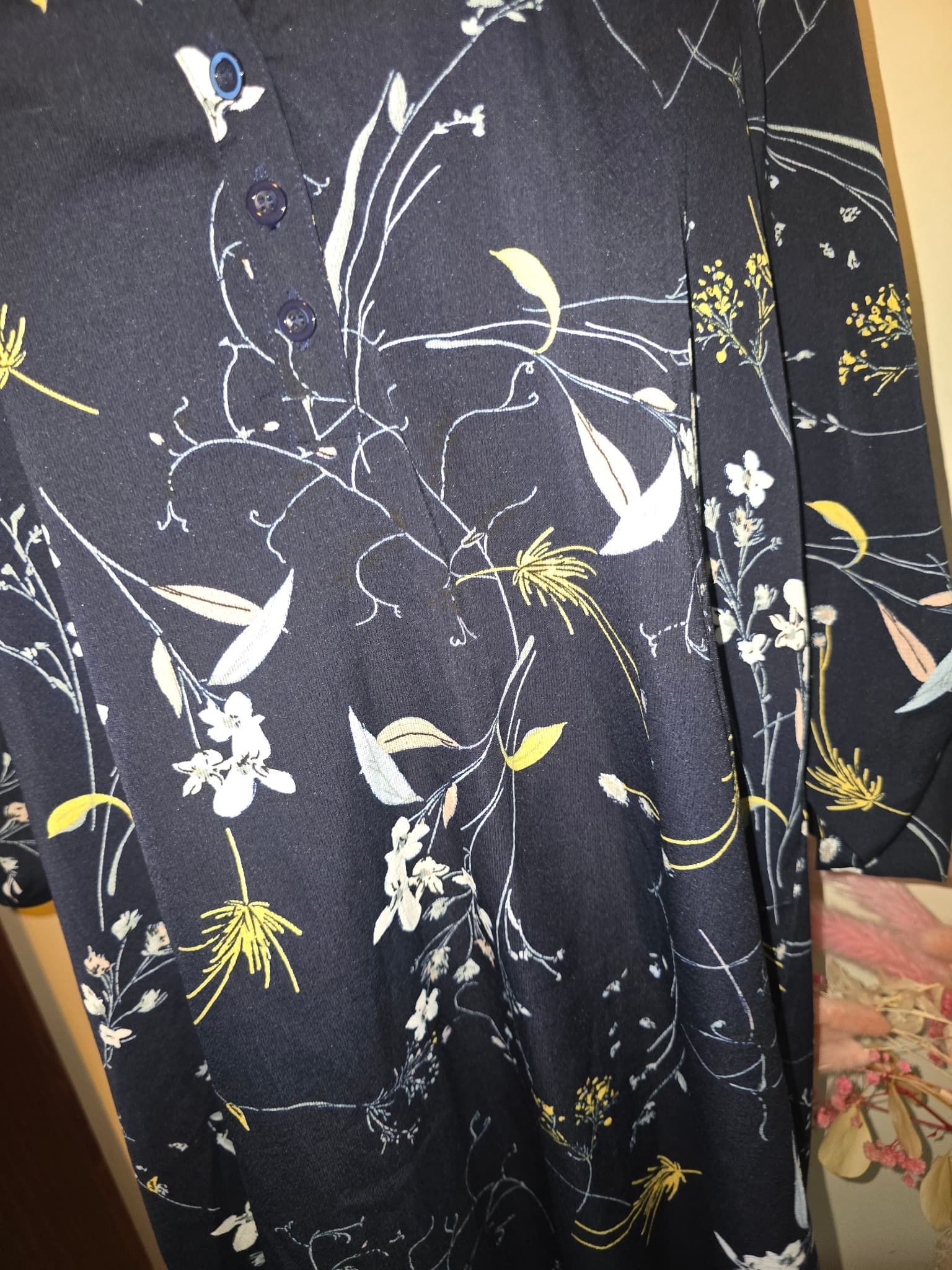 Caroline Morgan Tunic Dress Floral Button-Down Navy Blue Women's 10 — photo 2 of 6