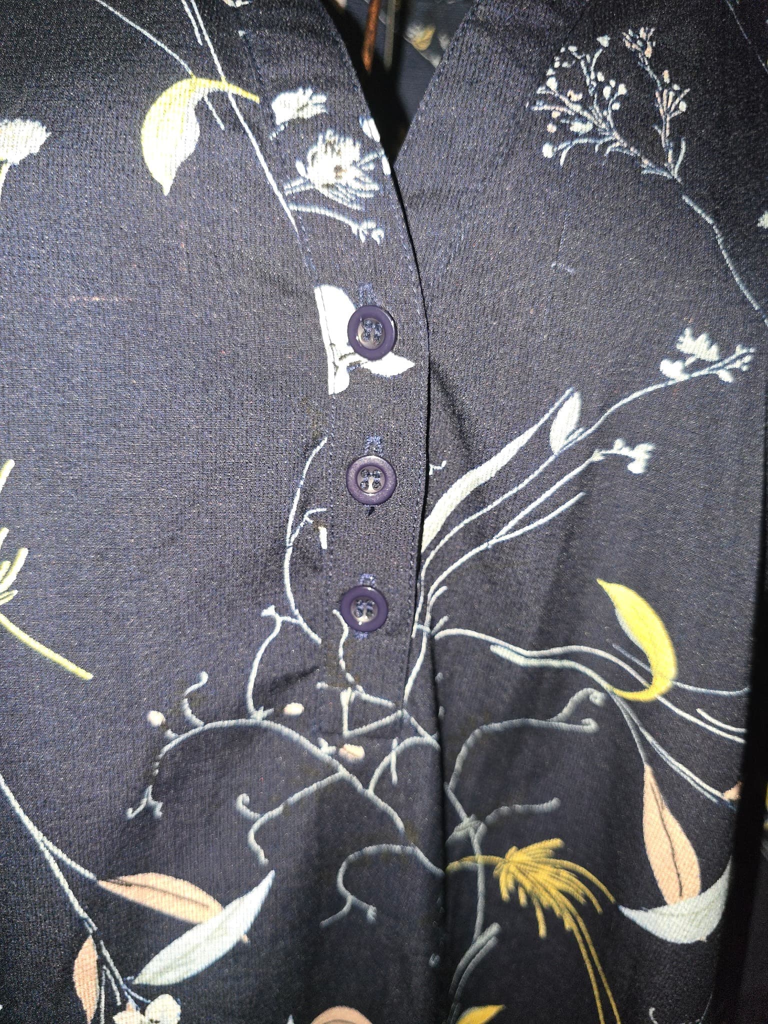 Caroline Morgan Tunic Dress Floral Button-Down Navy Blue Women's 10 — photo 3 of 6