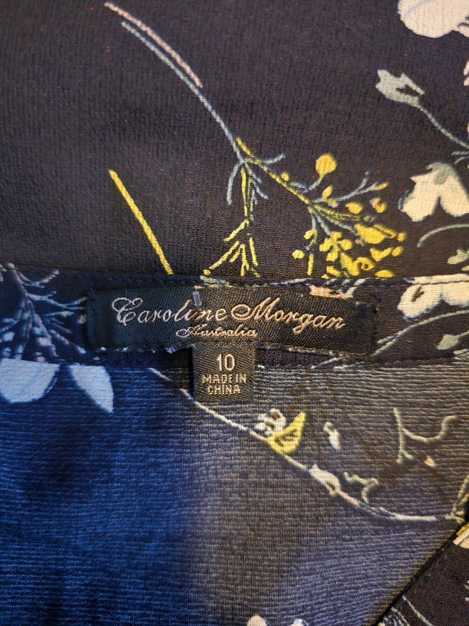 Caroline Morgan Tunic Dress Floral Button-Down Navy Blue Women's 10 — photo 5 of 6