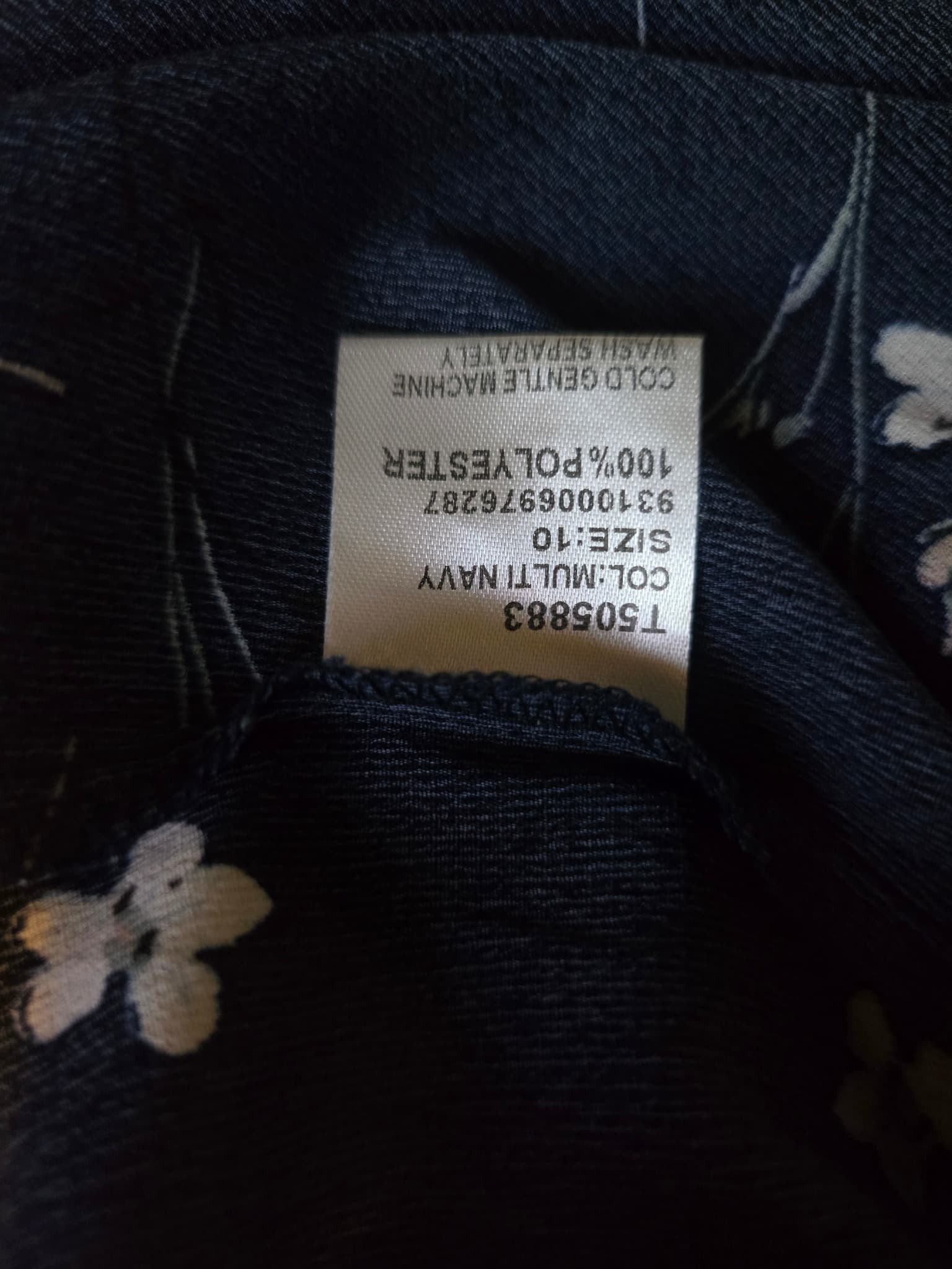 Caroline Morgan Tunic Dress Floral Button-Down Navy Blue Women's 10 — photo 6 of 6