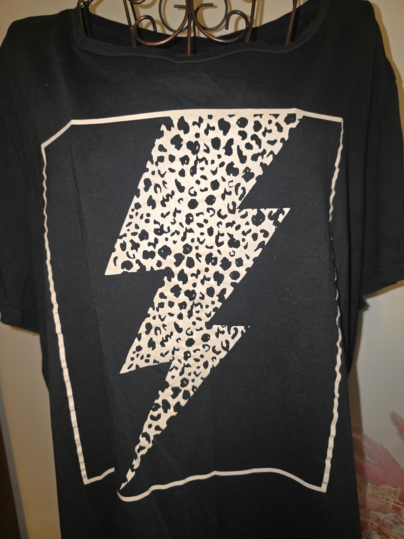 CCX T-Shirt Leopard Print Lightning Bolt Graphic Black Women's M — photo 2 of 5