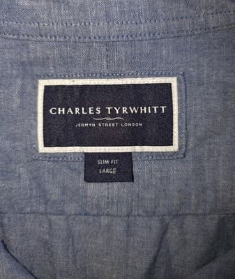 Charles Tyrwhitt Button-Down Shirt Slim Fit Blue Men's L — photo 3 of 3