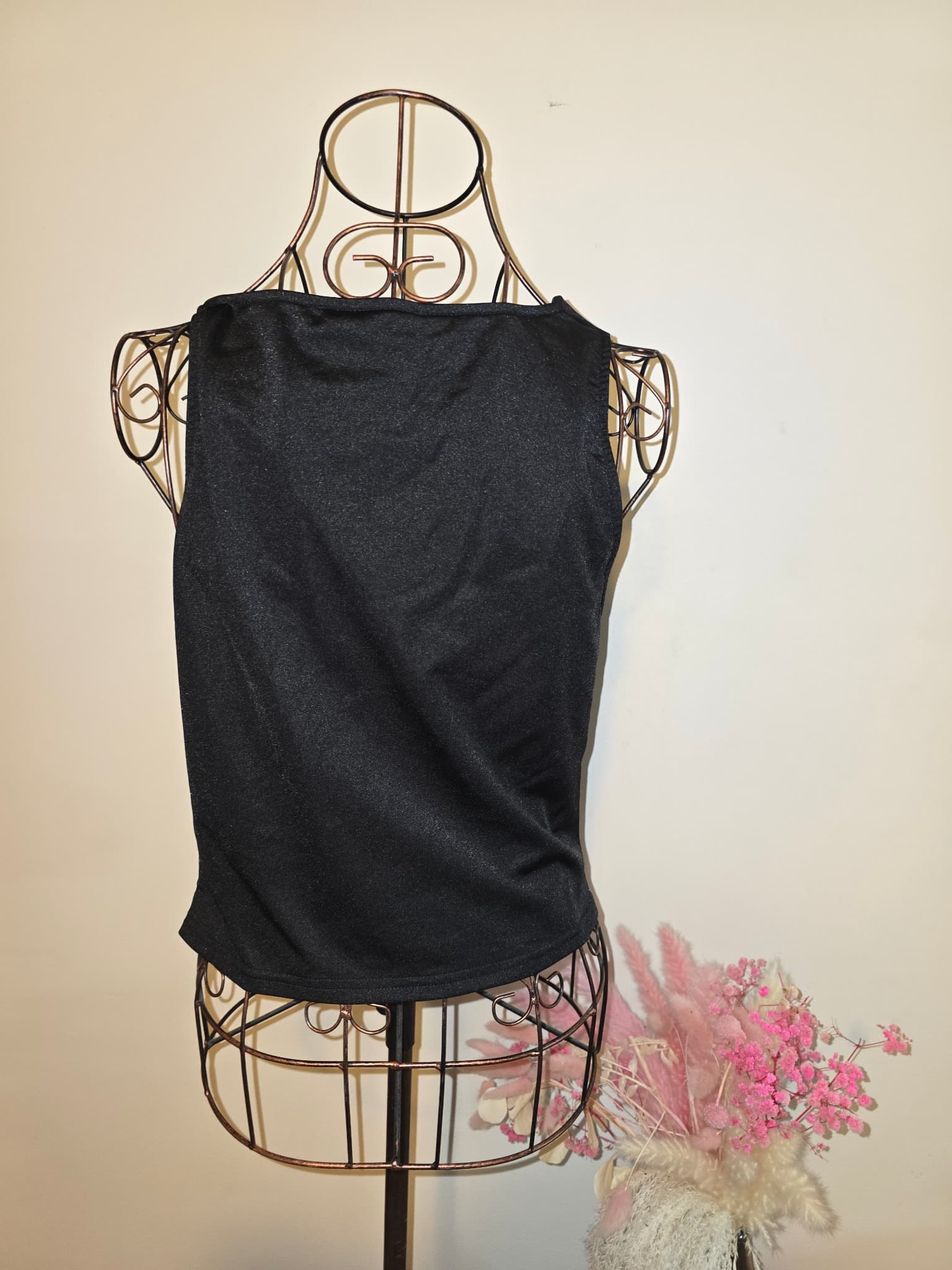 Cider Sleeveless Top Cowl Neck Shimmer Black Women's M — photo 2 of 4