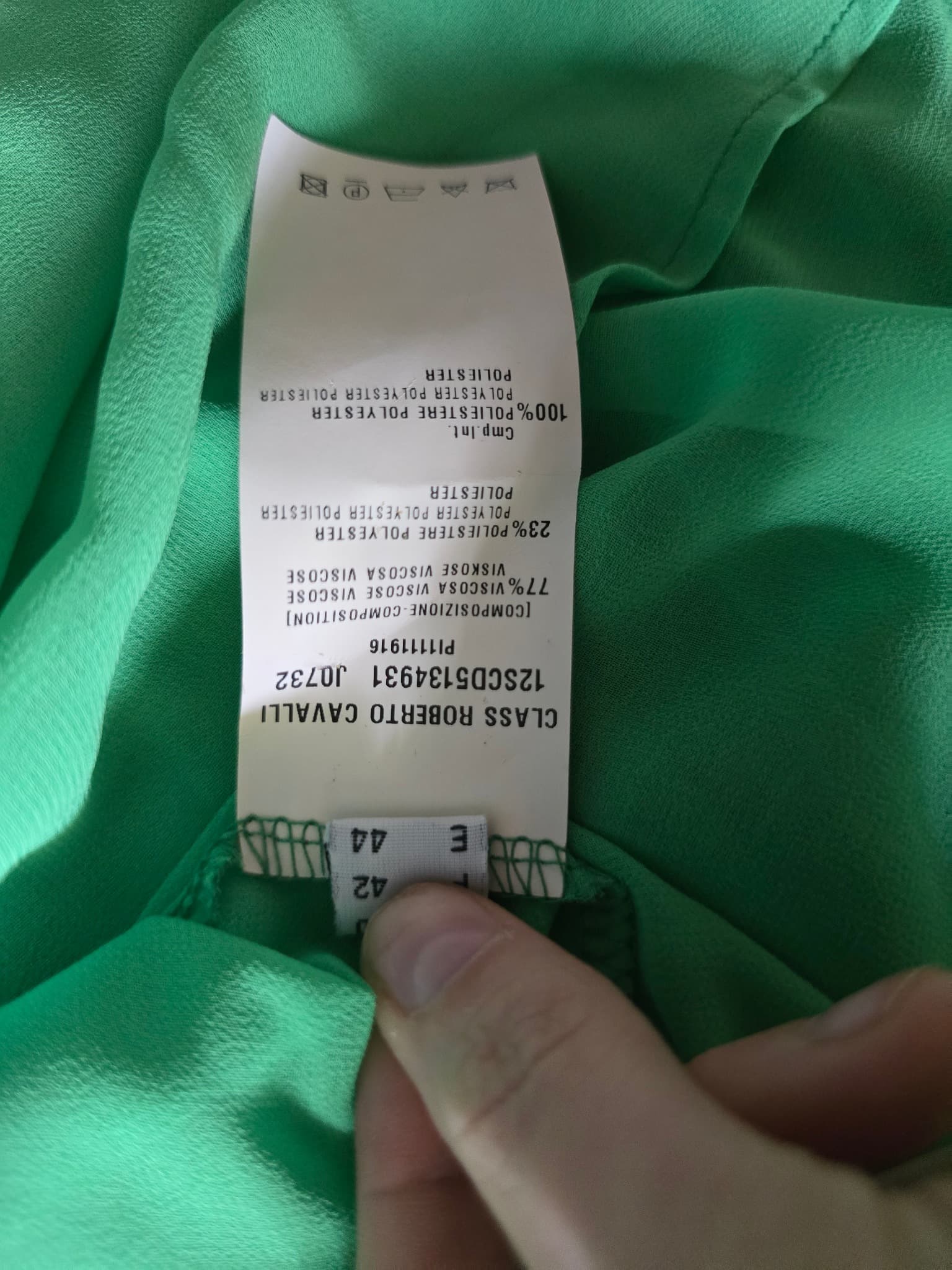 Class Roberto Cavalli Midi Dress Cowl Neck Pleated Green Women's — photo 11 of 12