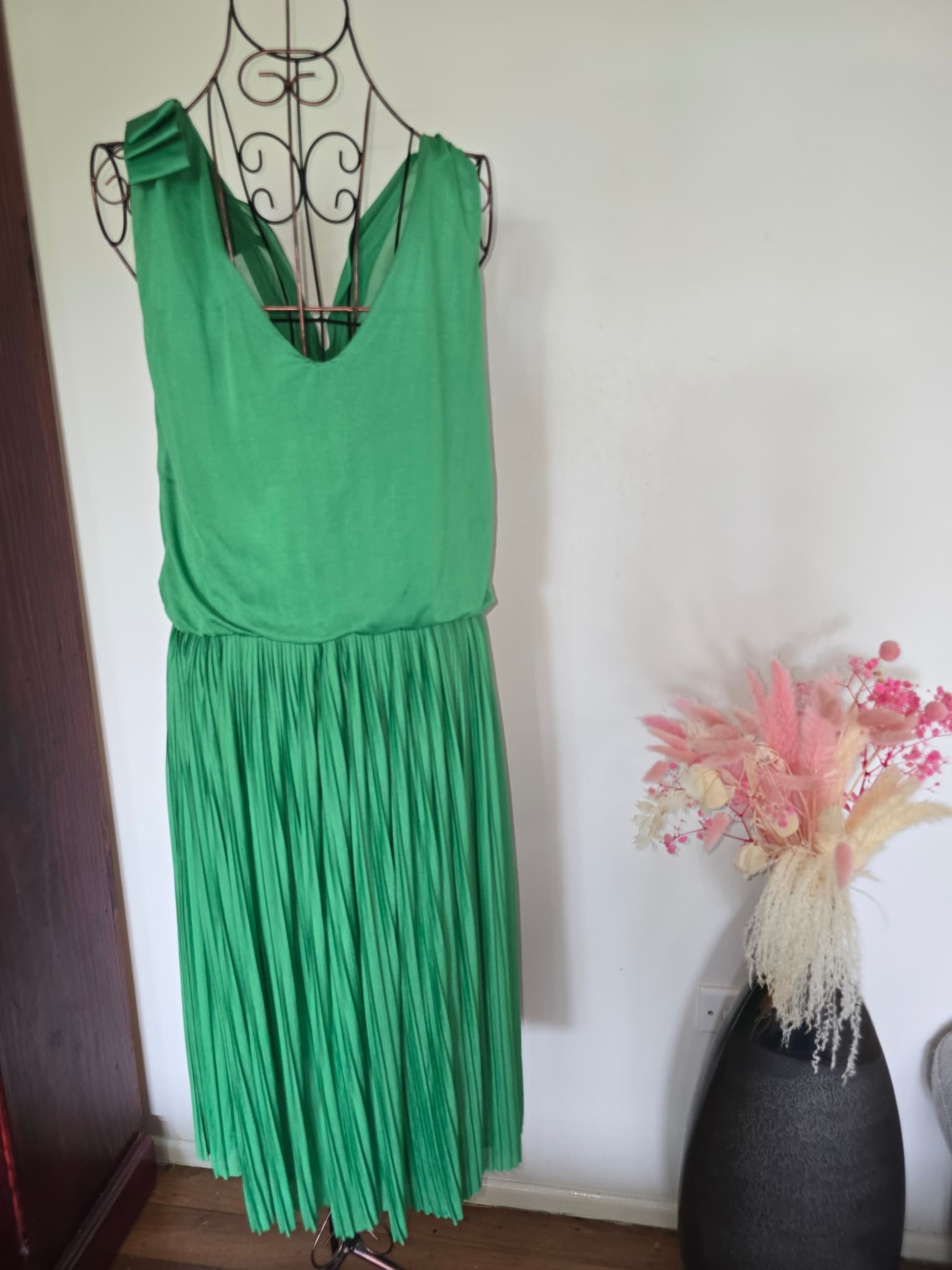 Class Roberto Cavalli Midi Dress Cowl Neck Pleated Green Women's — photo 12 of 12