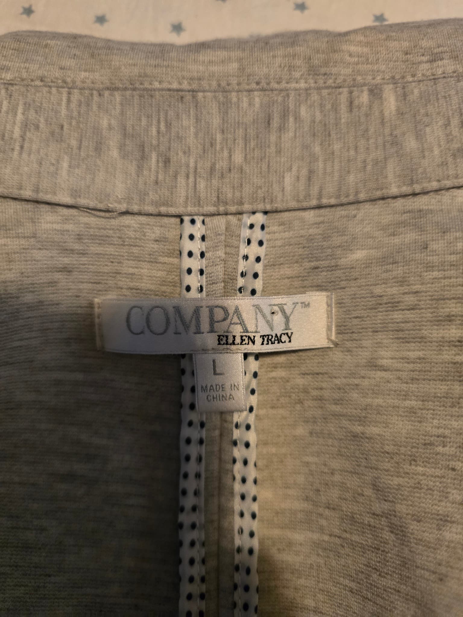 Company Ellen Tracy Knit Blazer With Navy Trim Grey Women's L — photo 5 of 6