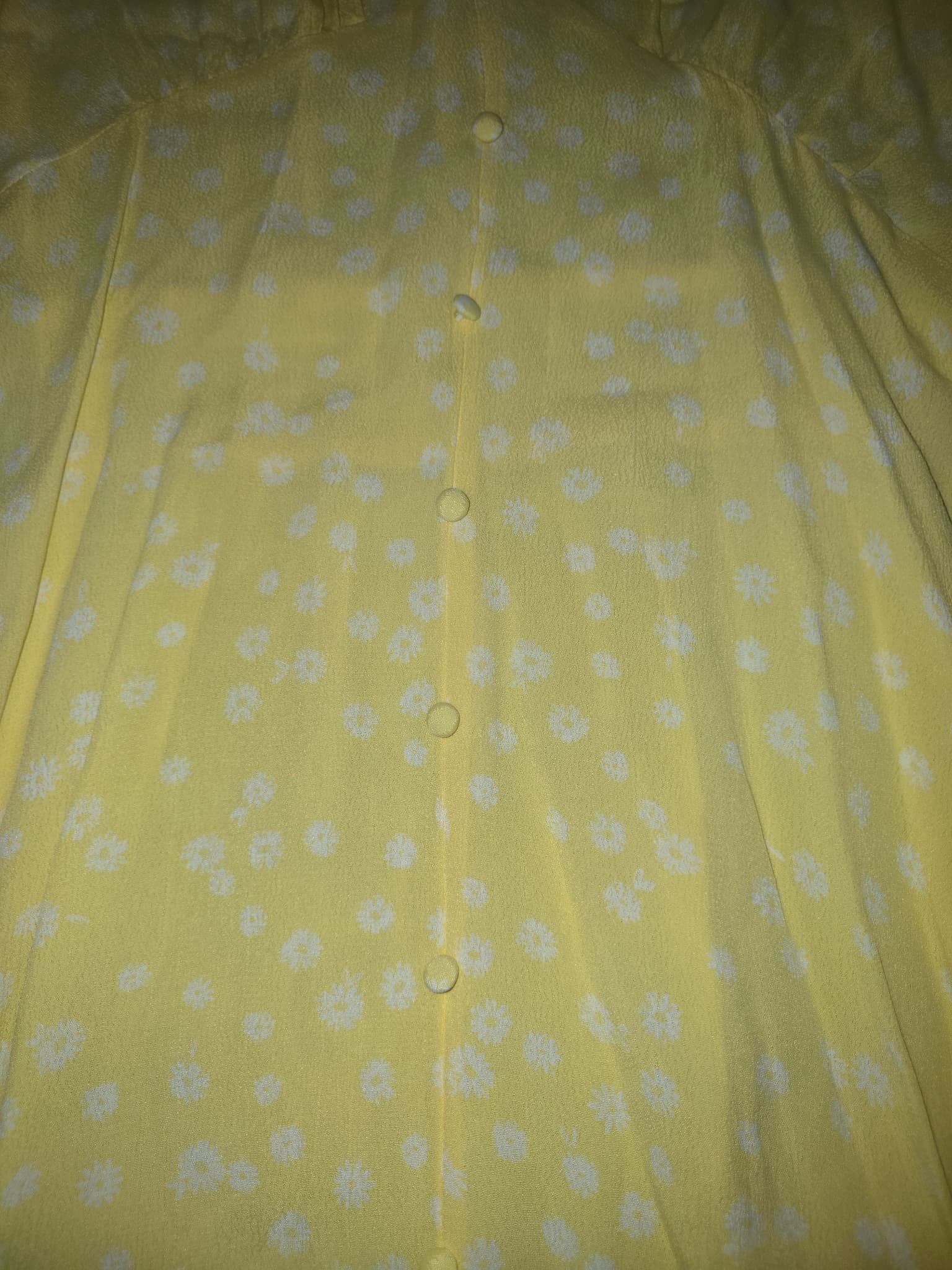 Cotton:On Mini Dress Floral V-Neck Button-Front Yellow Women's S — photo 2 of 3