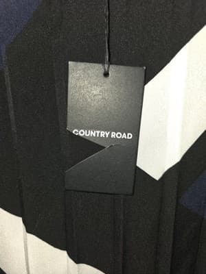 Country Road Geometric Pleated Halter Neck Maxi Dress Navy Black White Women's 16 — photo 3 of 5