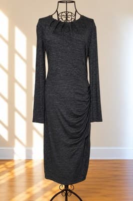 Country Road Ruched Side Midi Dress Long Sleeve Charcoal Grey Women's M — photo 1 of 3