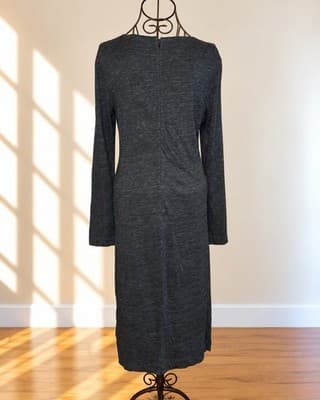 Country Road Ruched Side Midi Dress Long Sleeve Charcoal Grey Women's M — photo 2 of 3