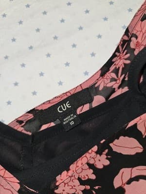 Cue Midi Dress Floral Asymmetrical Black Pink Women's 10 — photo 3 of 3