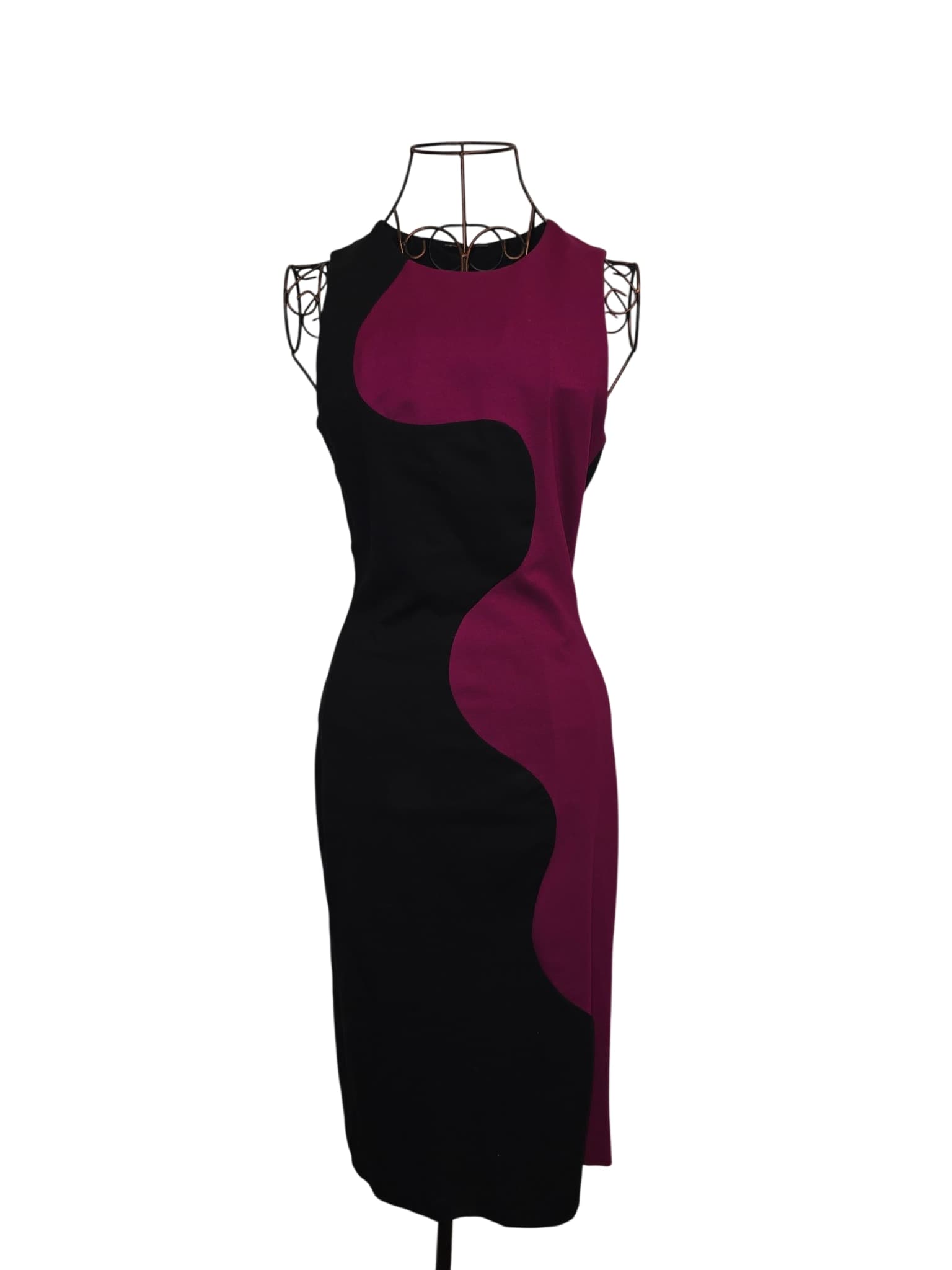 CUE Midi Dress Wave Panel Black Magenta Women's 8 — photo 1 of 5