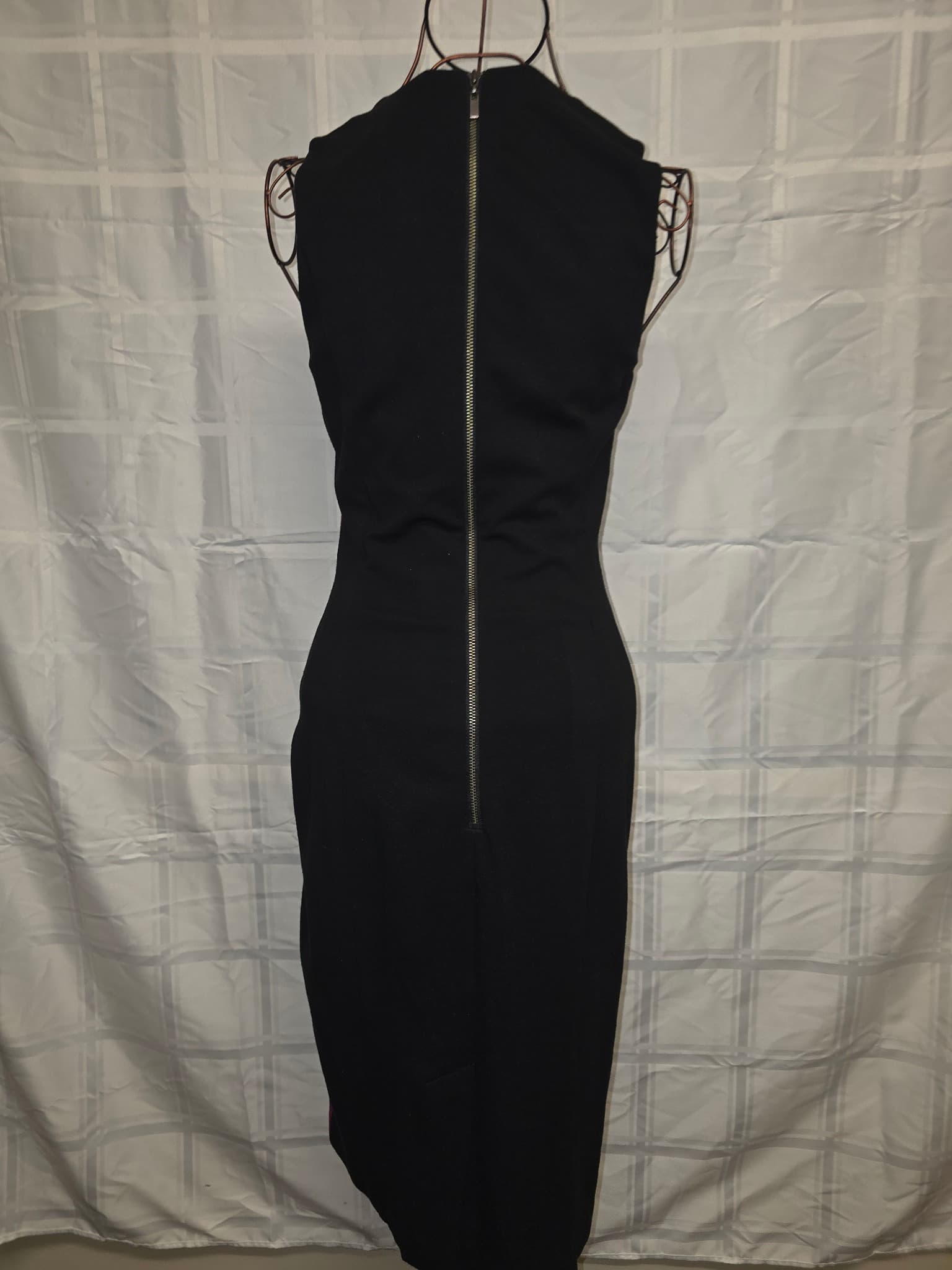 CUE Midi Dress Wave Panel Black Magenta Women's 8 — photo 2 of 5