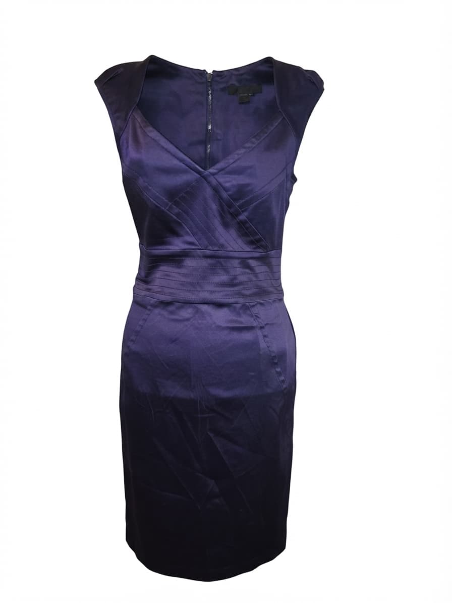 CUE Satin Sheath Dress V-Neck Purple Women's 8 — photo 1 of 5