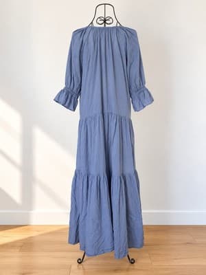 Daughters Of India Tiered Maxi Dress Cotton Blue Women's S — photo 2 of 4