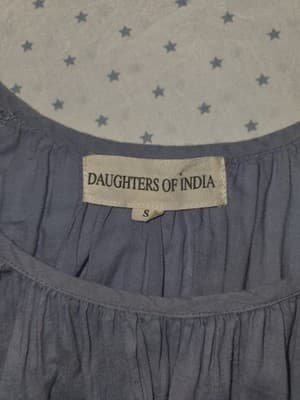 Daughters Of India Tiered Maxi Dress Cotton Blue Women's S — photo 3 of 4