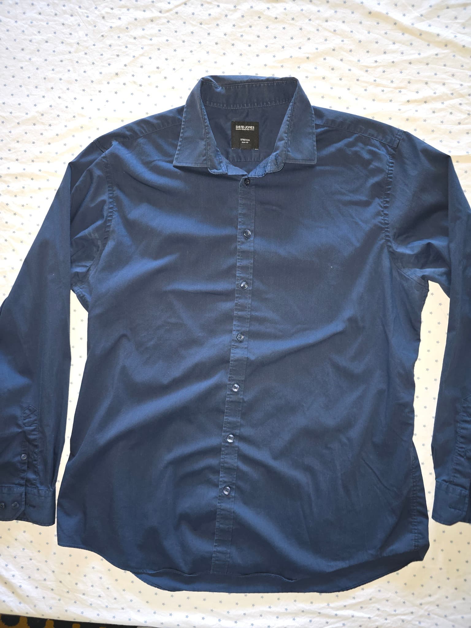 David Jones Classic Collection Long Sleeve Shirt Slim Fit Navy Men's 43 — photo 3 of 7
