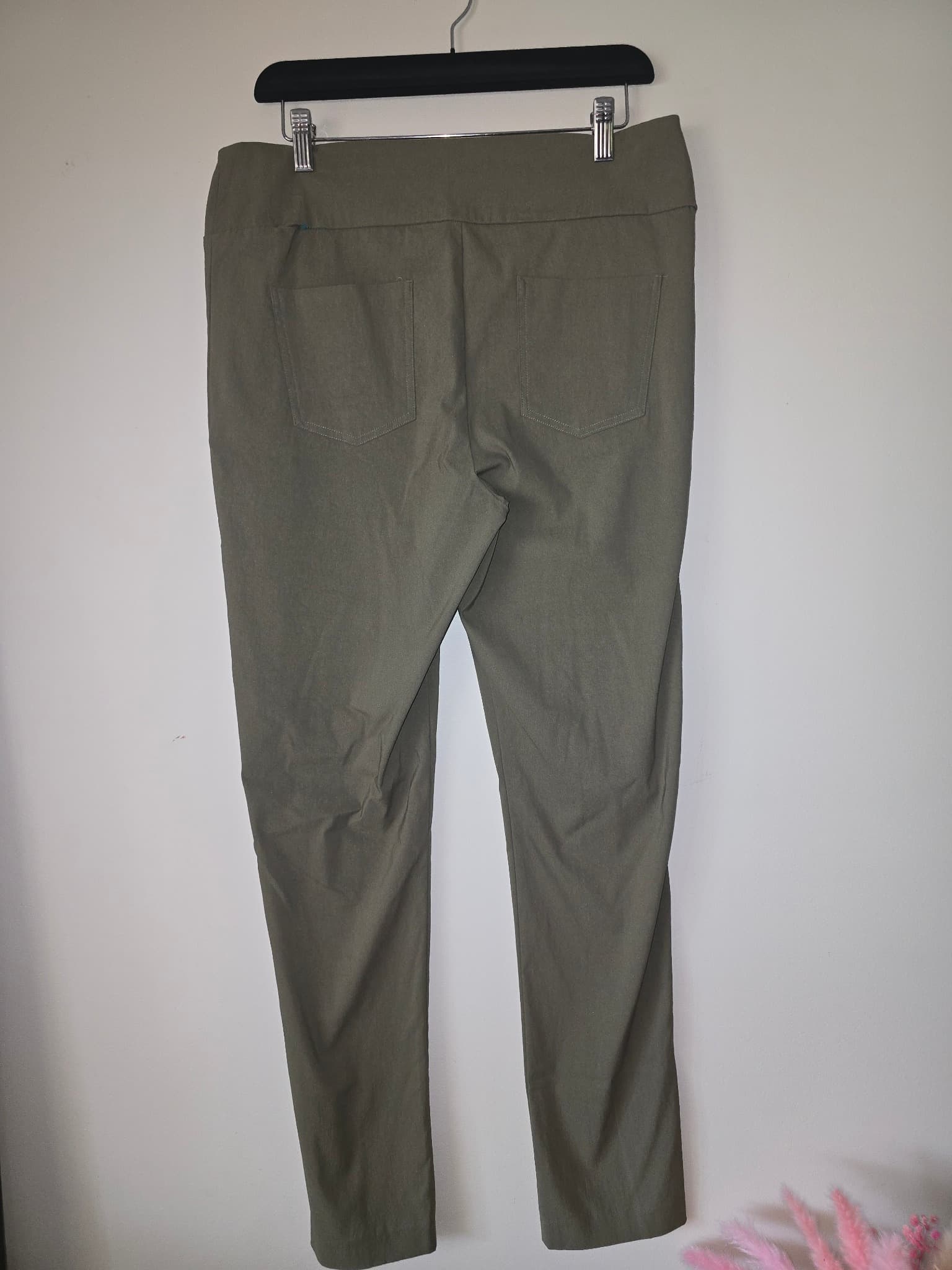 Decjuba Pull-On Ponte Pants Stretch Olive Green Women's 16 — photo 4 of 7