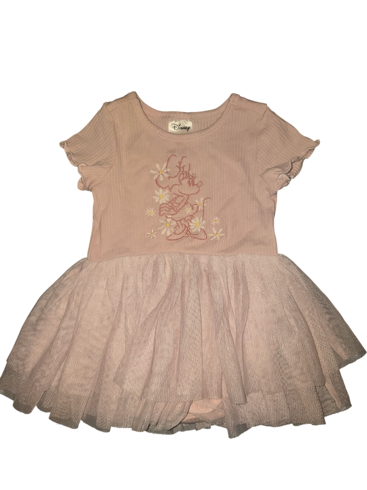Disney Dress Minnie Mouse Ribbed Bodice Tulle Skirt Pink Baby Girls 00 — photo 1 of 4