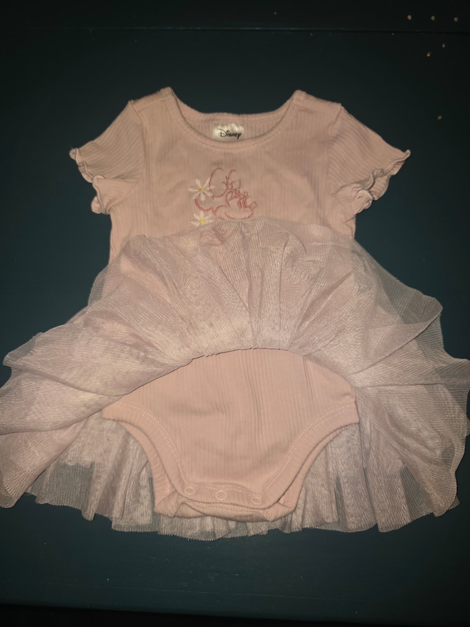 Disney Dress Minnie Mouse Ribbed Bodice Tulle Skirt Pink Baby Girls 00 — photo 2 of 4