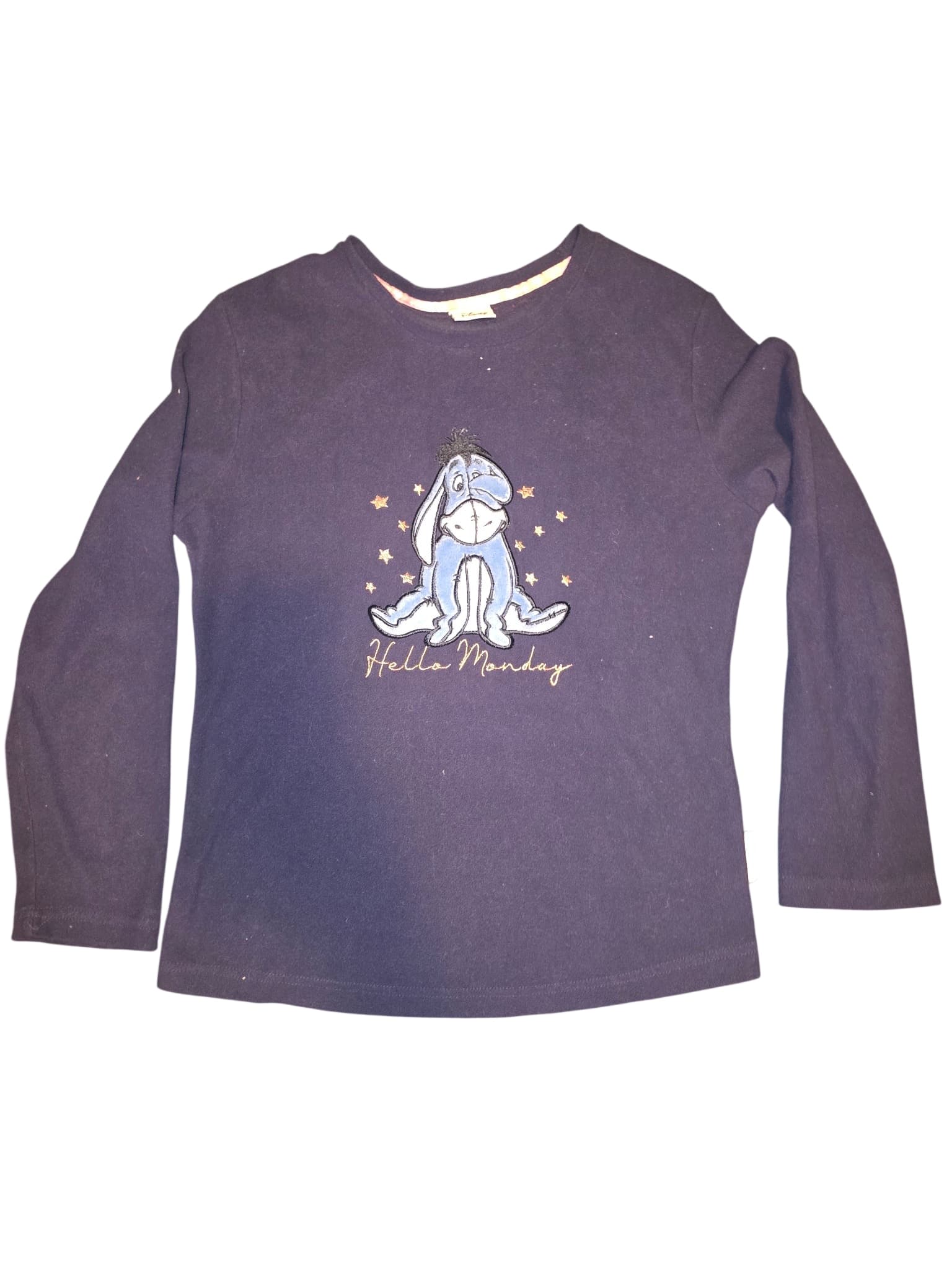 Disney Long Sleeve Fleece Top Eeyore Hello Monday Navy Blue Women's — photo 1 of 5
