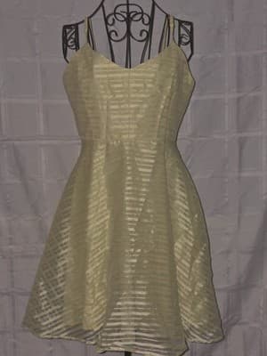 Dotti A-Line Dress Striped Satin V-Neck Spaghetti Strap Yellow Women's 12 — photo 1 of 5
