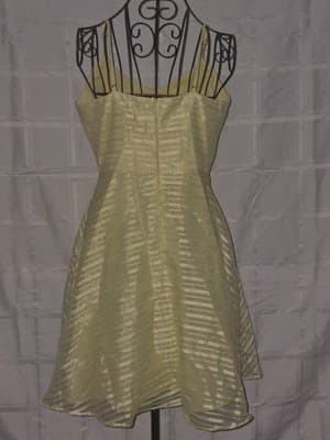 Dotti A-Line Dress Striped Satin V-Neck Spaghetti Strap Yellow Women's 12 — photo 2 of 5