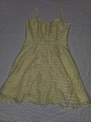 Dotti A-Line Dress Striped Satin V-Neck Spaghetti Strap Yellow Women's 12 — photo 3 of 5