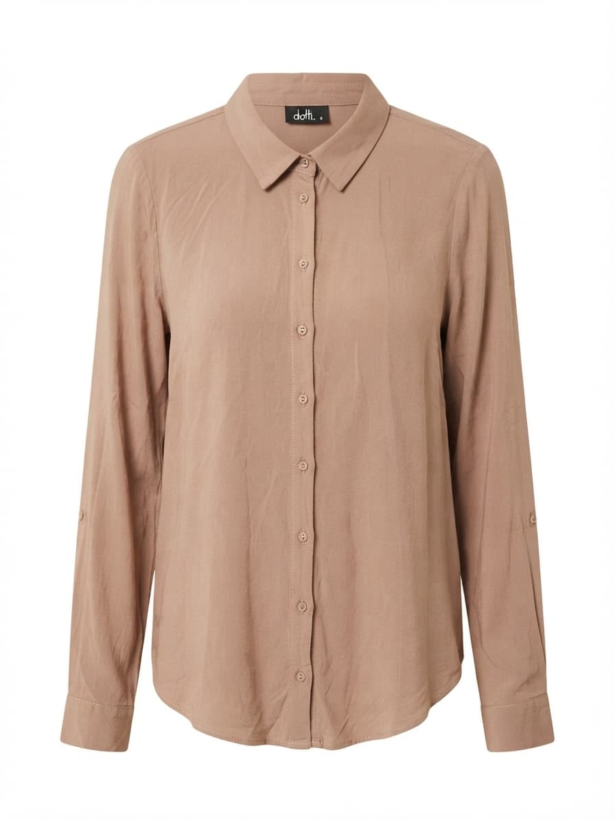 Dotti Long Sleeve Button Up Blouse Beige Women's 8 — photo 1 of 7