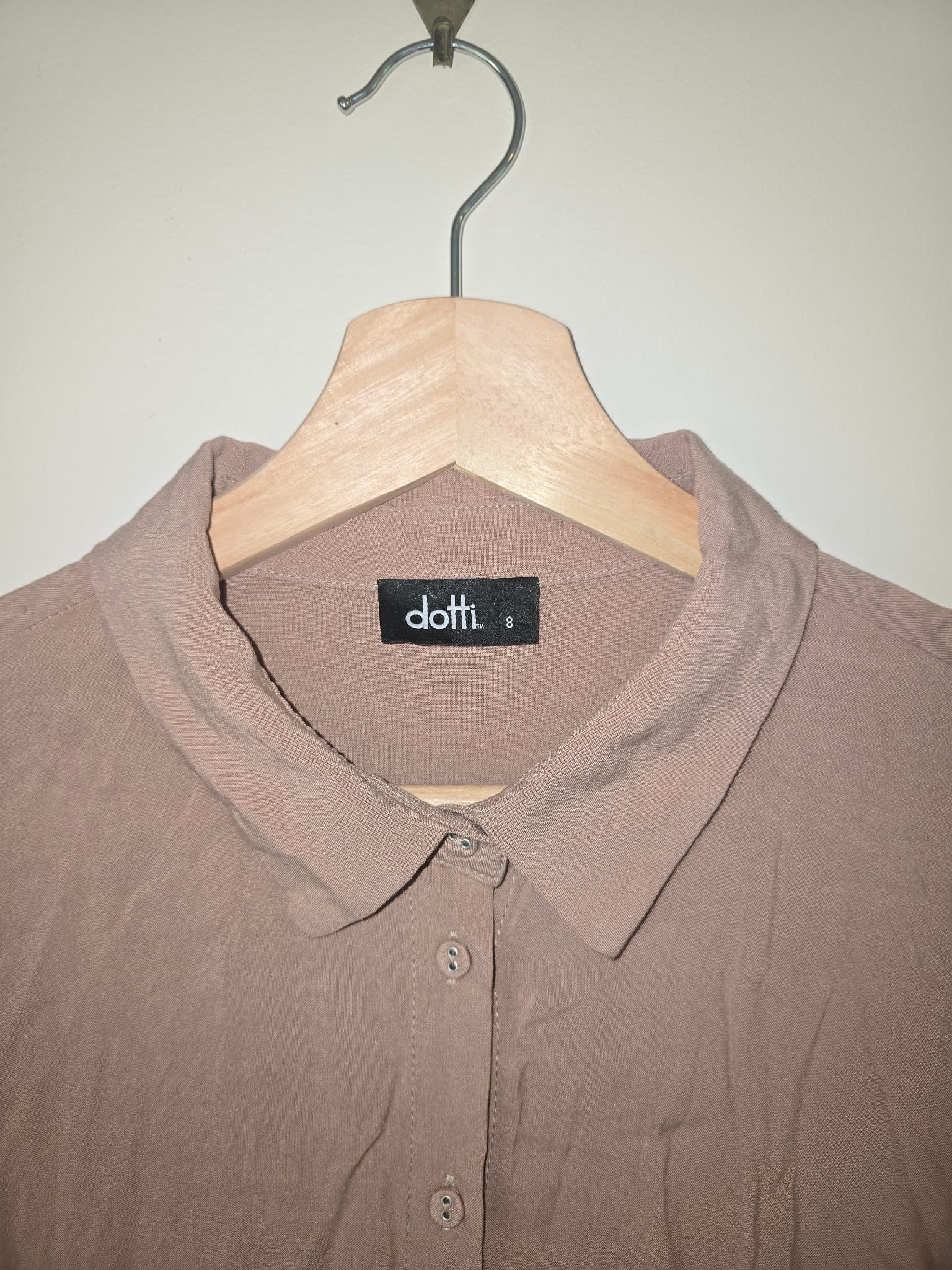 Dotti Long Sleeve Button Up Blouse Beige Women's 8 — photo 3 of 7