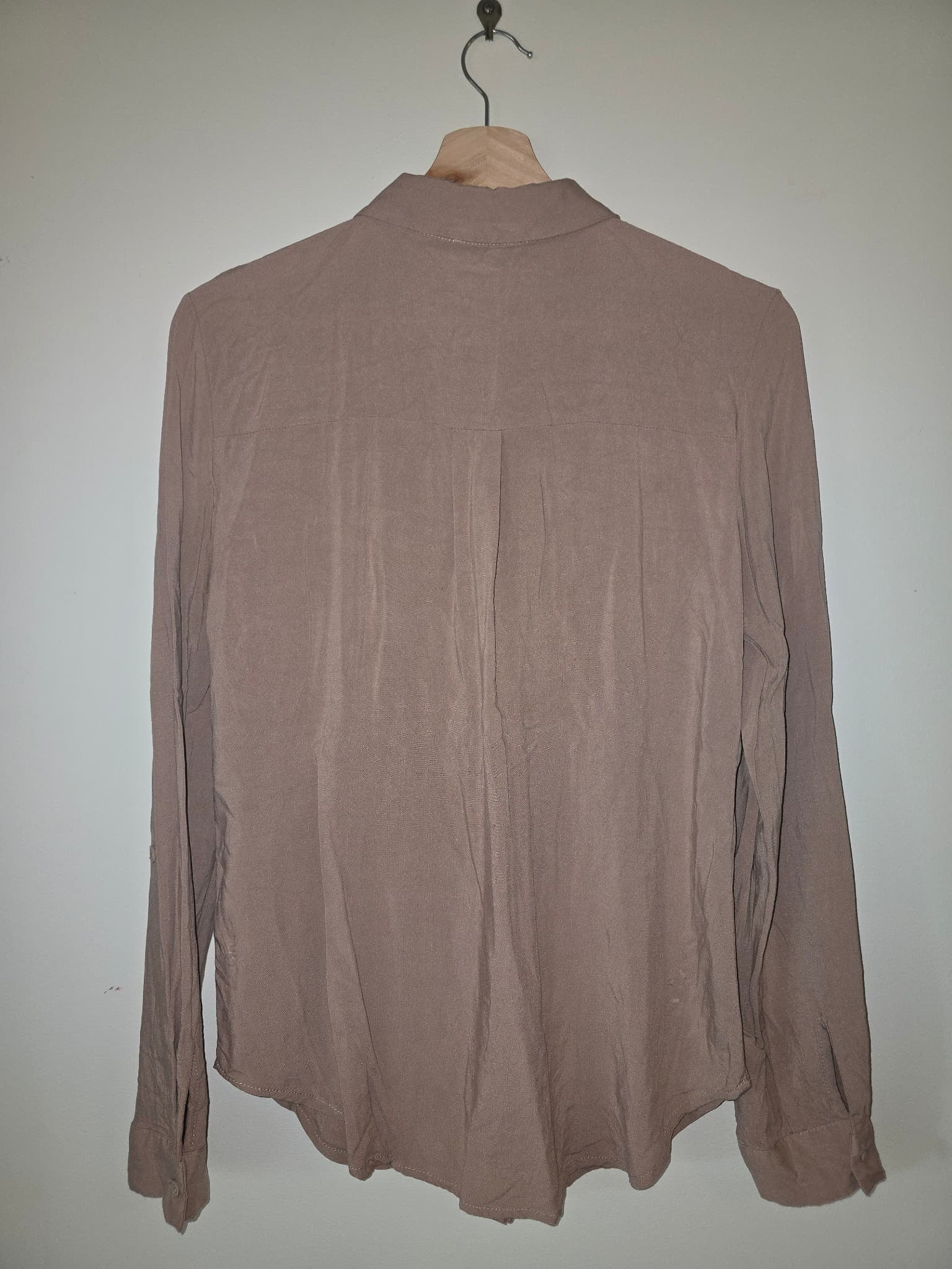 Dotti Long Sleeve Button Up Blouse Beige Women's 8 — photo 7 of 7