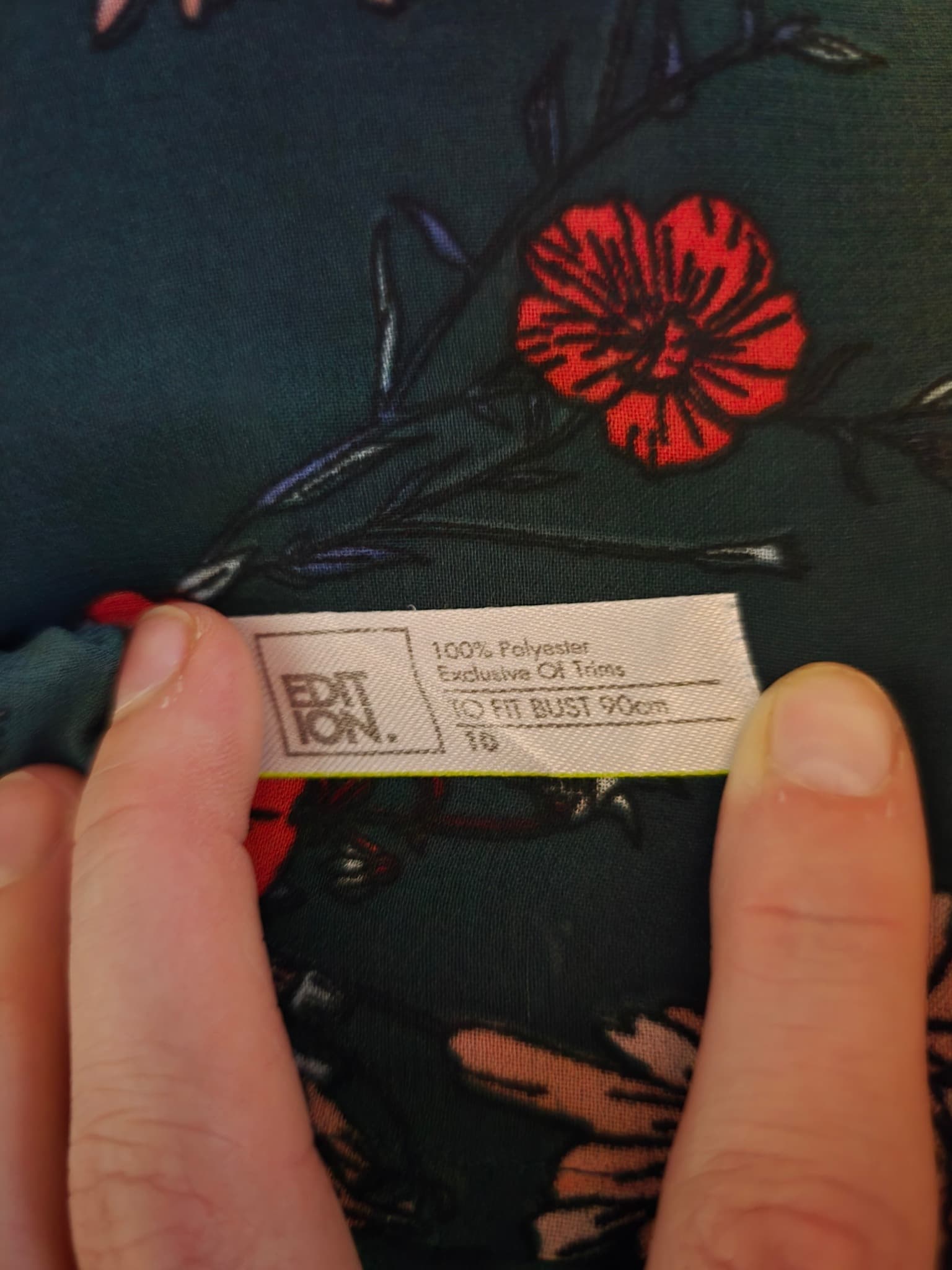 EDIT ION. Blouse Floral Print Lace Yoke Green Women's 10 — photo 6 of 6