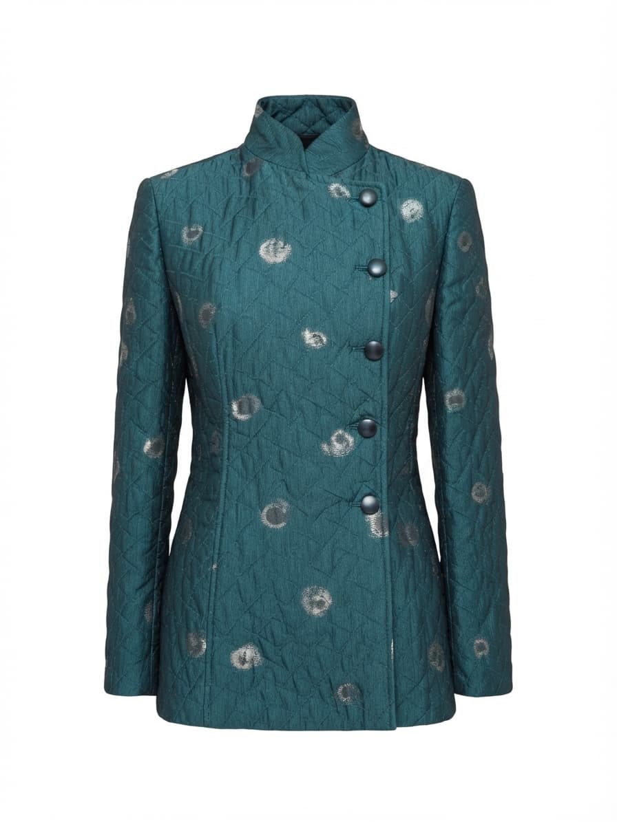 Emporio Armani Quilted Blazer Metallic Polka Dot Teal Women's 38 AU 8-10 — photo 1 of 11