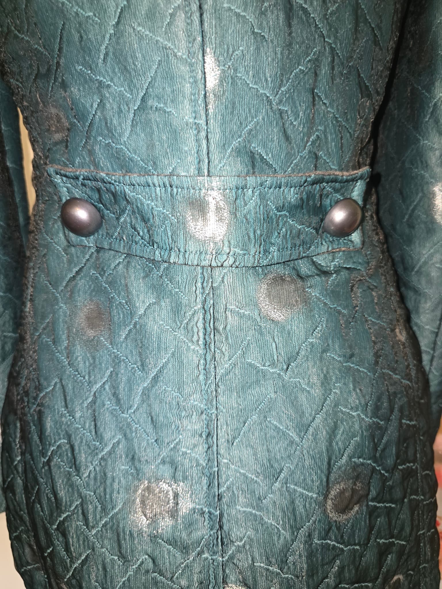 Emporio Armani Quilted Blazer Metallic Polka Dot Teal Women's 38 AU 8-10 — photo 4 of 11