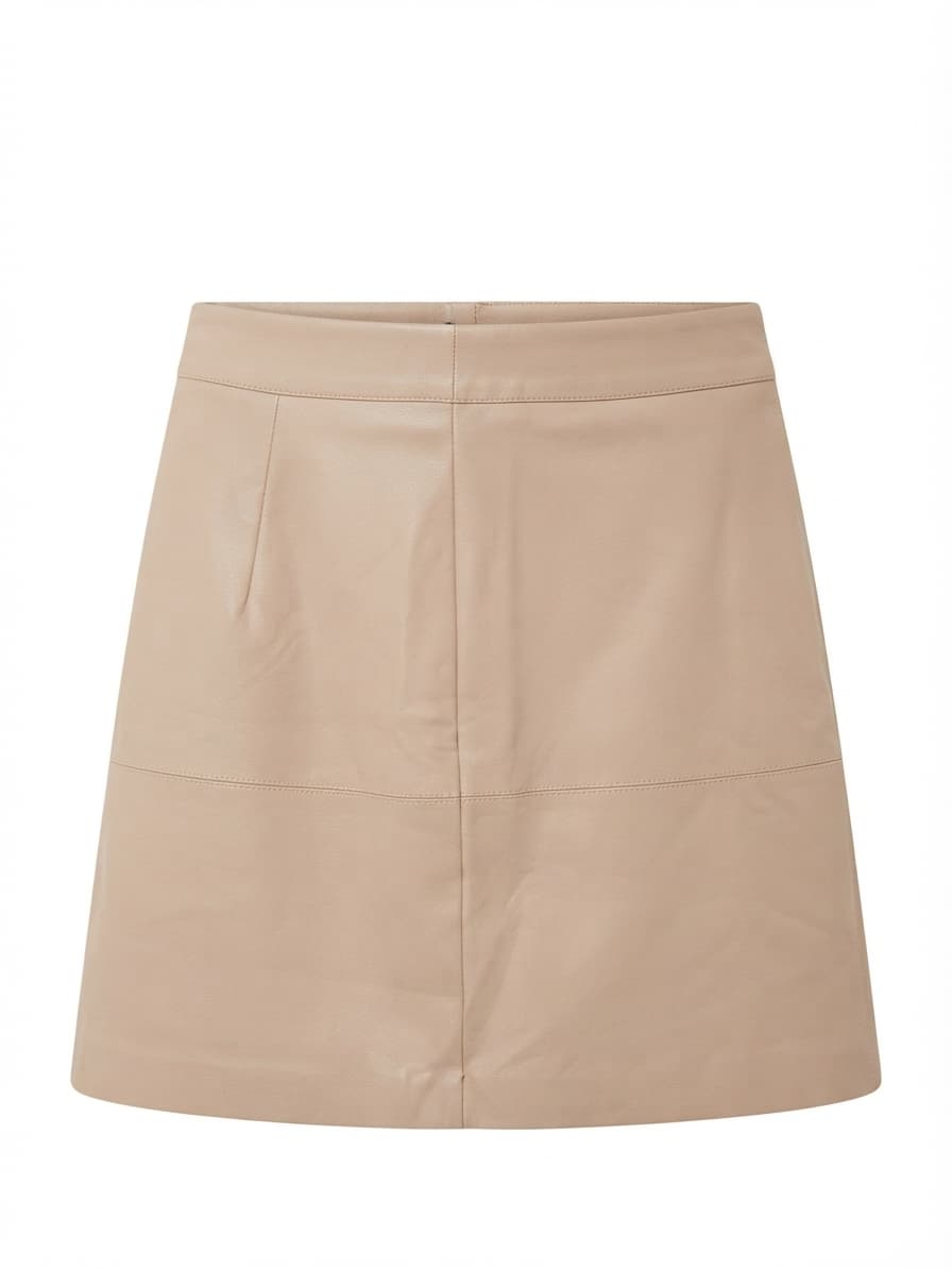 Forever New A-Line Mini Skirt Faux Leather Beige Women's 8 — photo 1 of 5