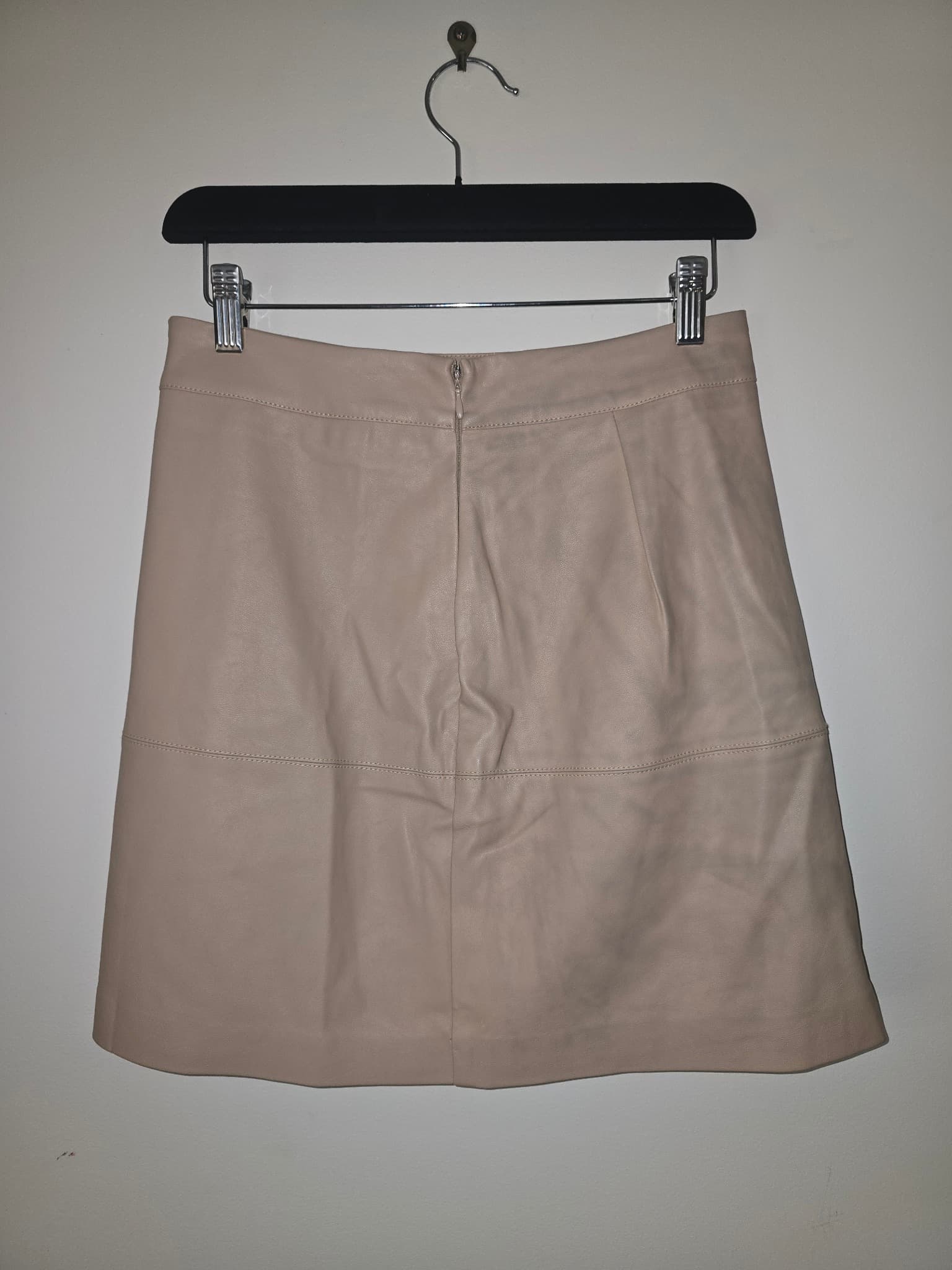 Forever New A-Line Mini Skirt Faux Leather Beige Women's 8 — photo 2 of 5